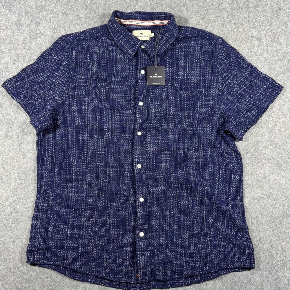 The Normal Brand Freshwater Shirt Mens XL Ocean Blue Button Up Textured NWT